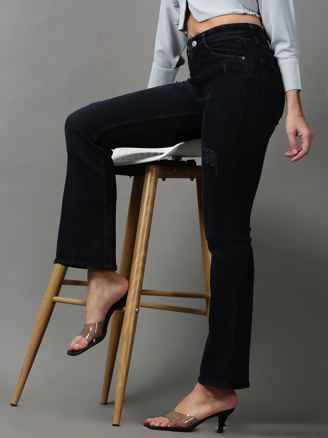 Showoff | SHOWOFF Women's Mildly Distressed Bootcut Black Denim Jeans