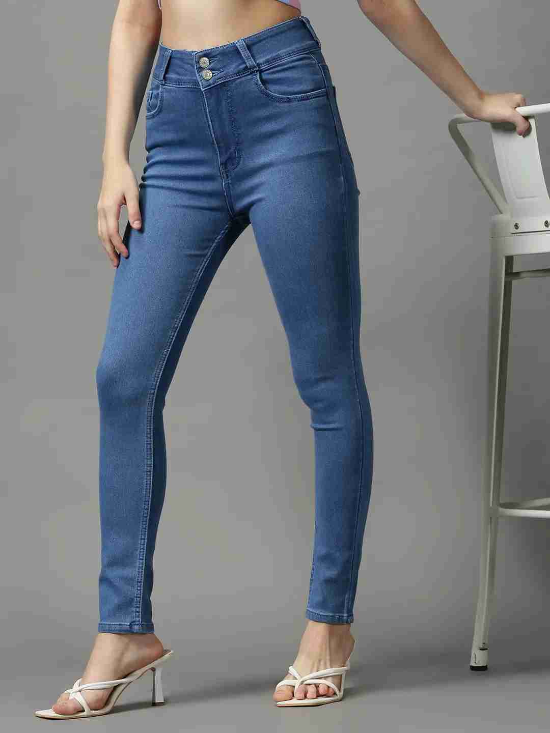 SHOWOFF Women Blue Solid  Skinny Fit Jeans