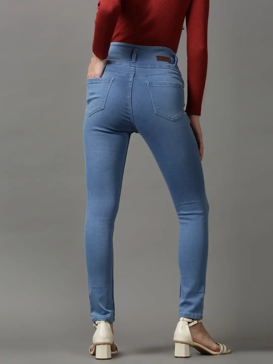 Women's Blue Denim Solid Jeans