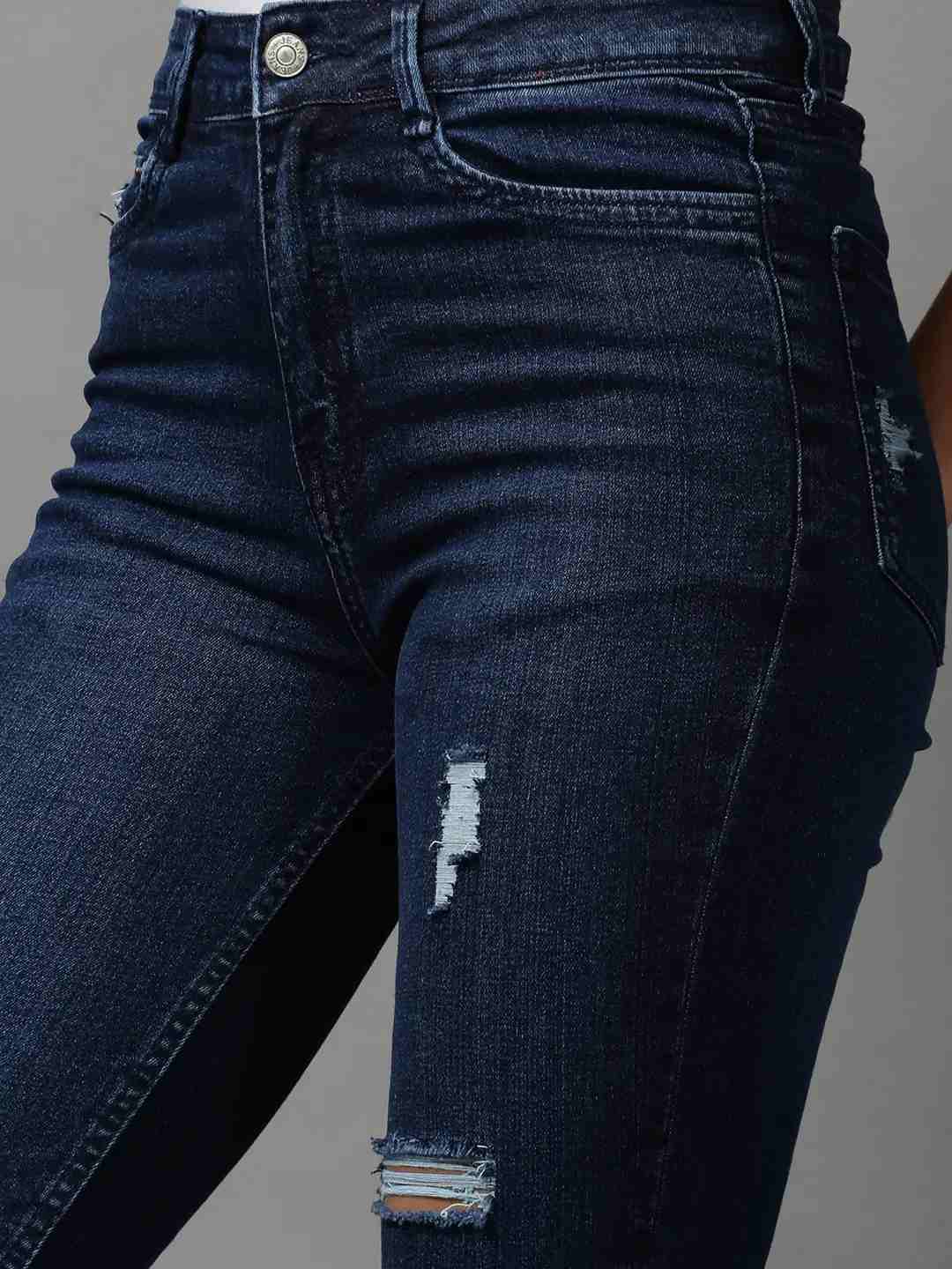 Women's Blue Denim Solid Jeans