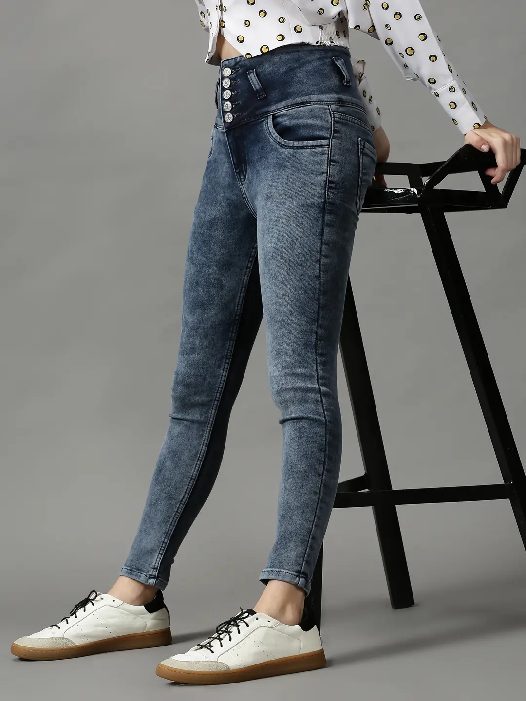 Showoff | SHOWOFF Women Grey Solid  Skinny Fit Jeans