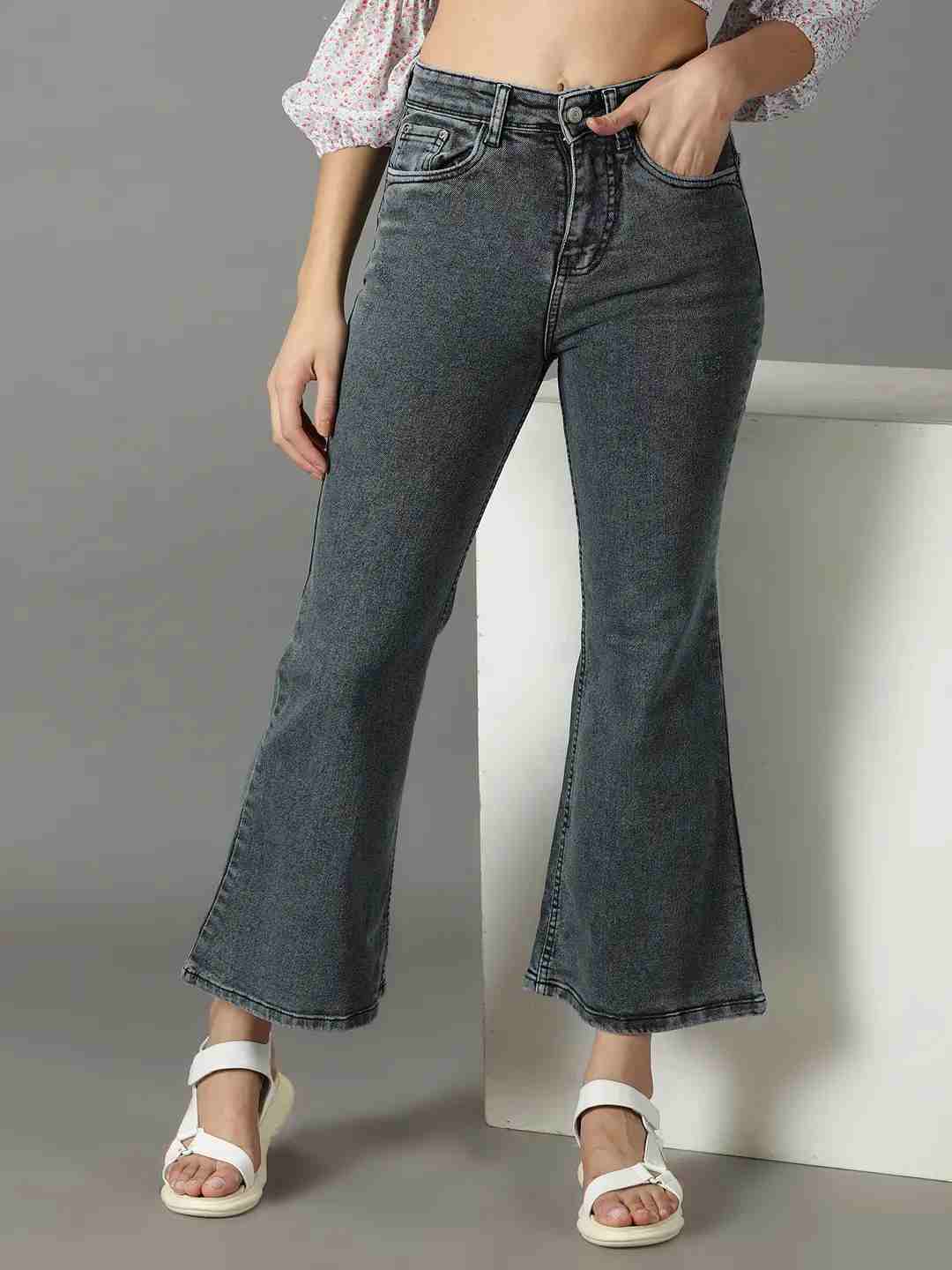 SHOWOFF Women Grey Solid  Bootcut Jeans