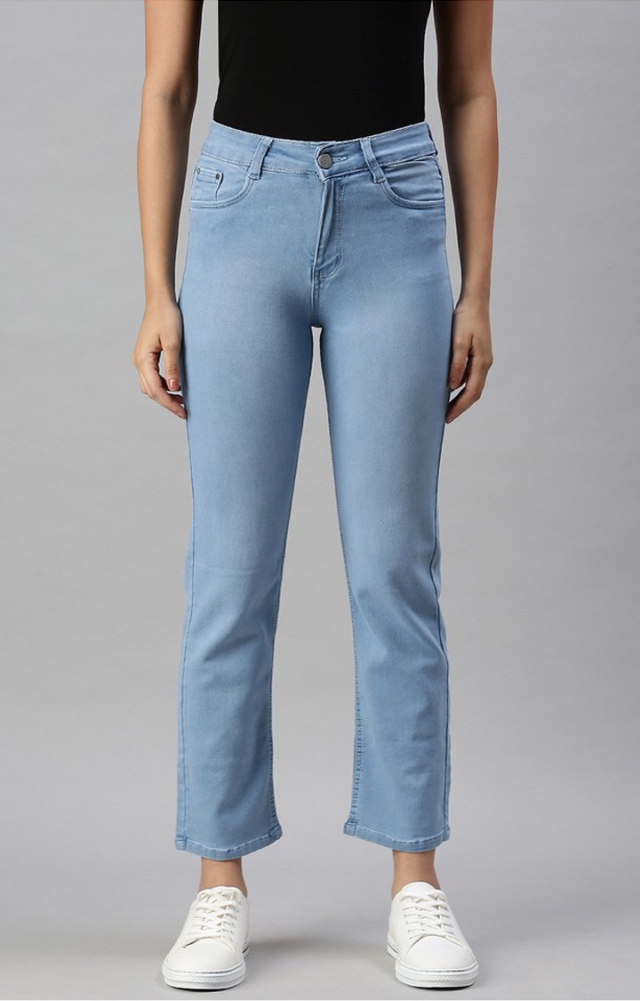 Showoff | SHOWOFF Women's Casual Straight Fit High-Rise Blue Jeans