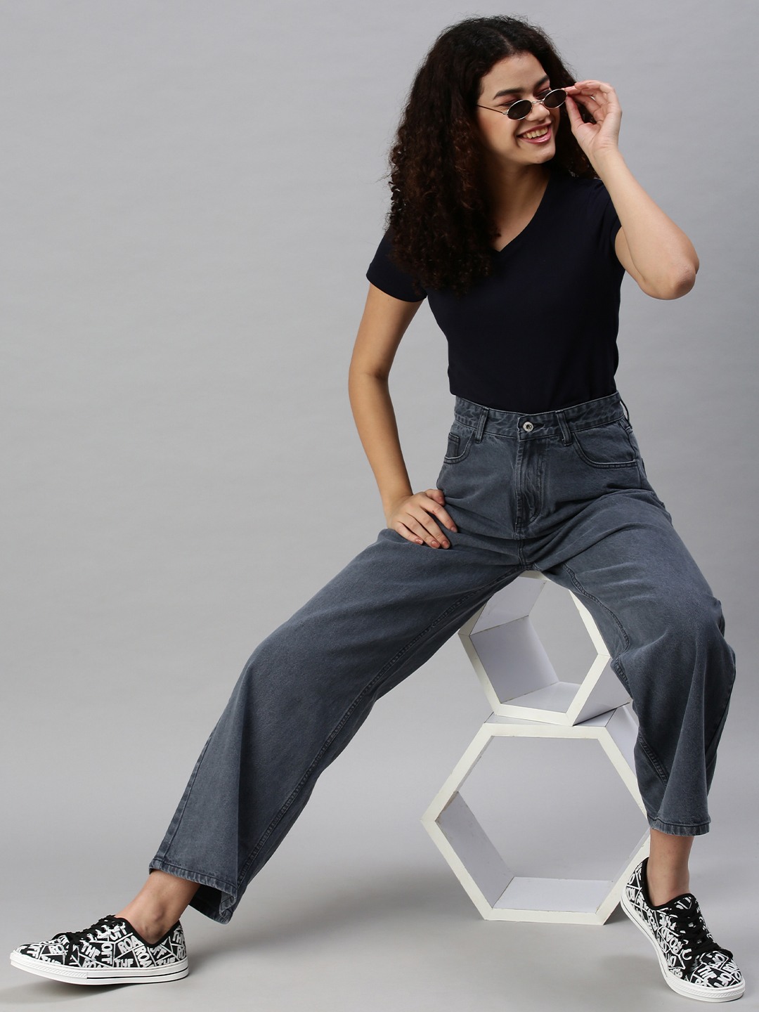 Women's Blue Denim Solid Jeans