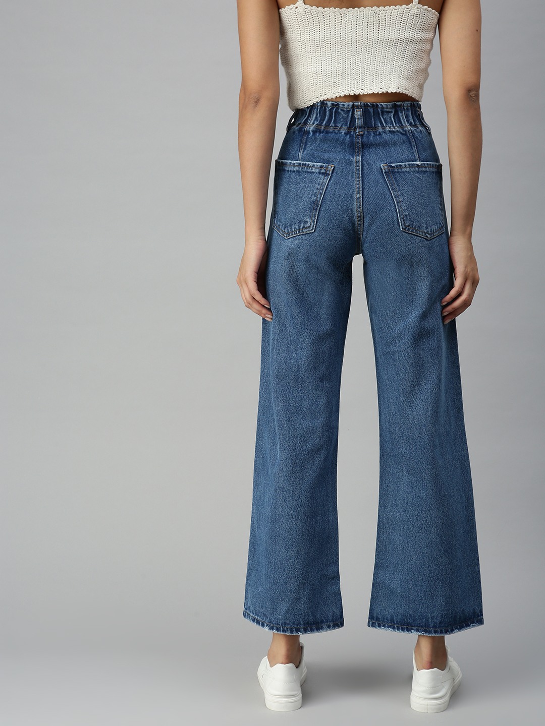Women's Blue Cotton Solid Jeans