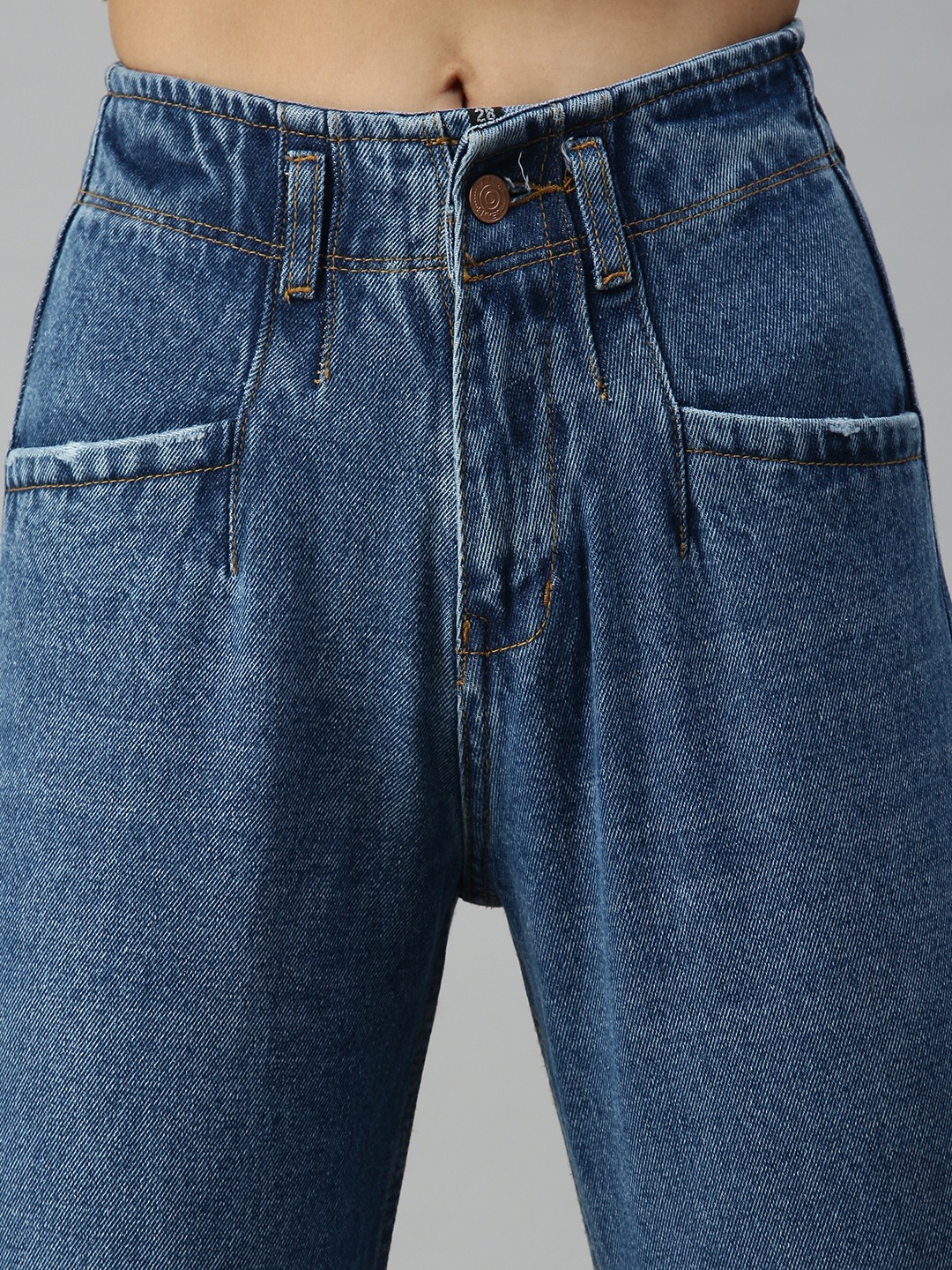Women's Blue Cotton Solid Jeans