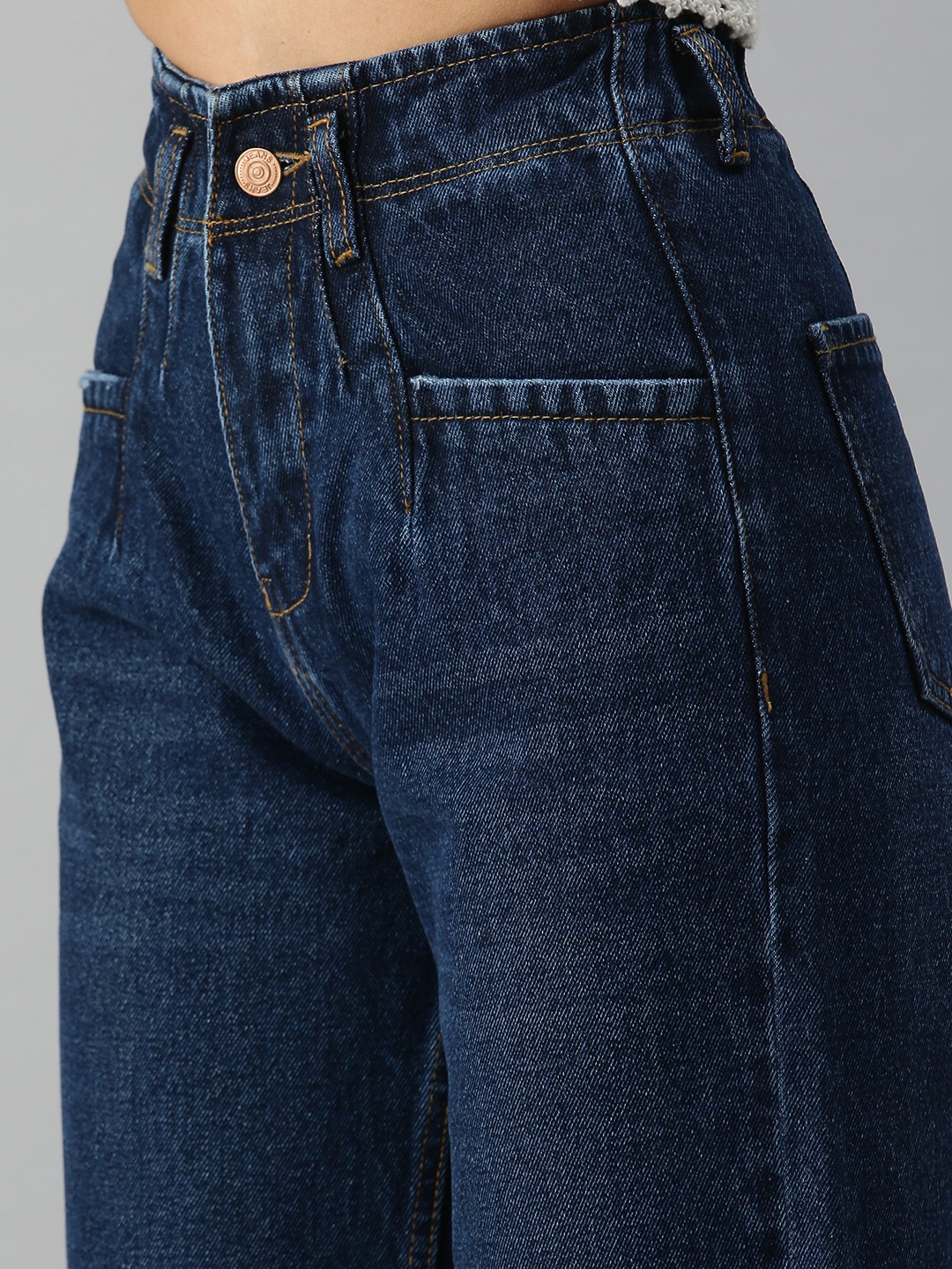 Women's Blue Denim Solid Jeans