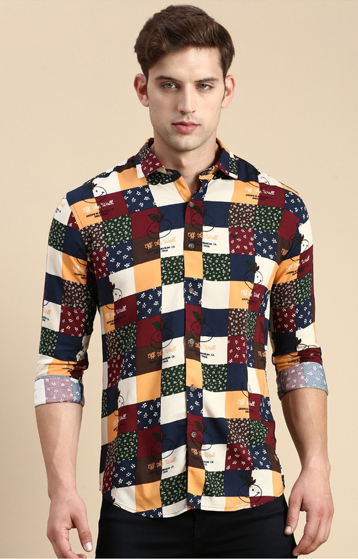 Showoff | SHOWOFF Men's Spread Collar Multi Slim Fit Printed Shirt