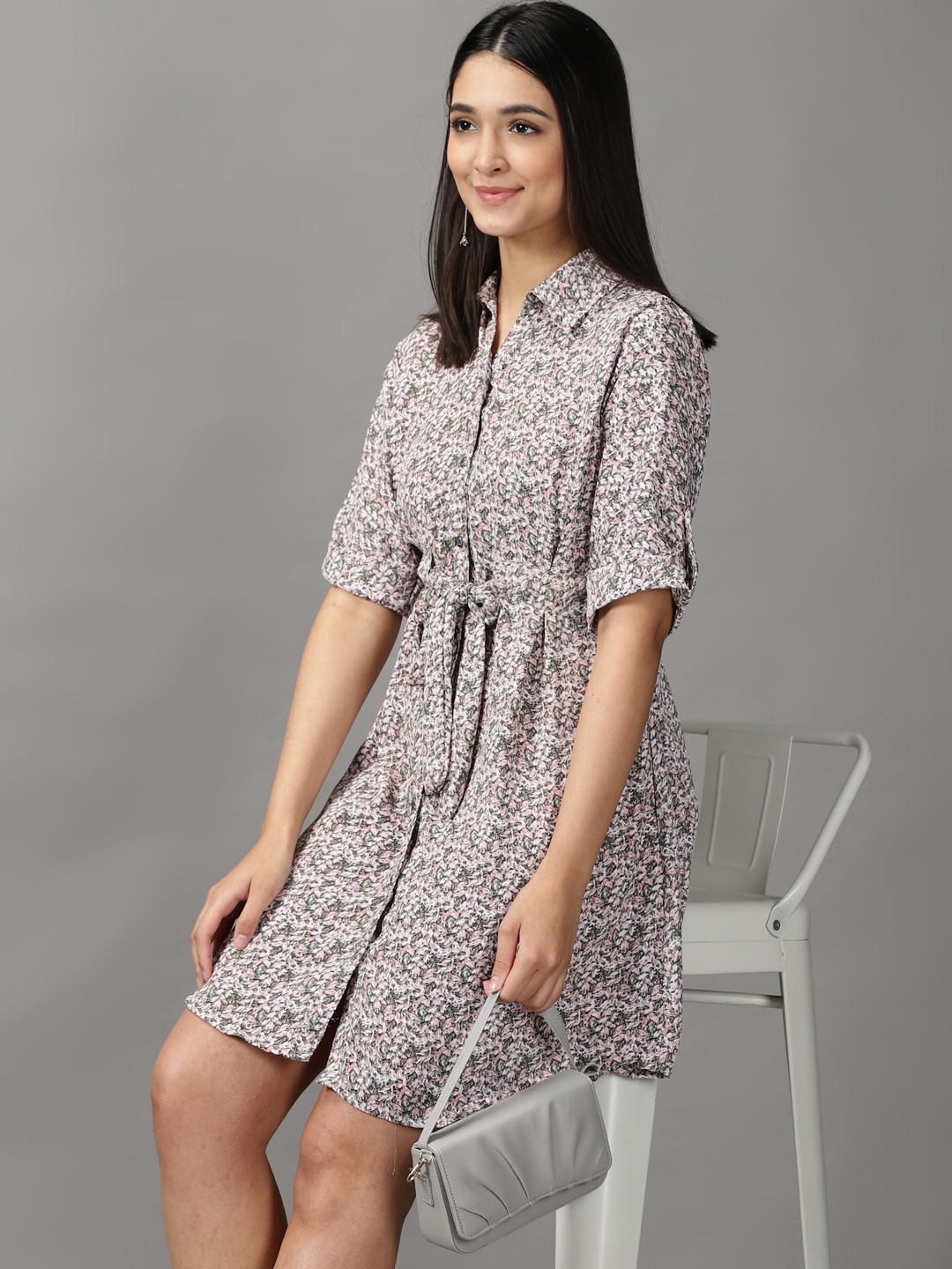 Women's Green Polyester Printed Dresses