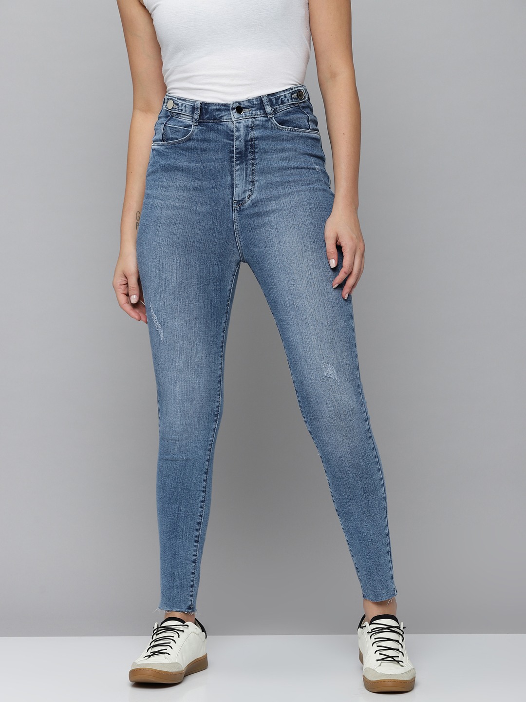 Women's Blue Denim Solid Jeans