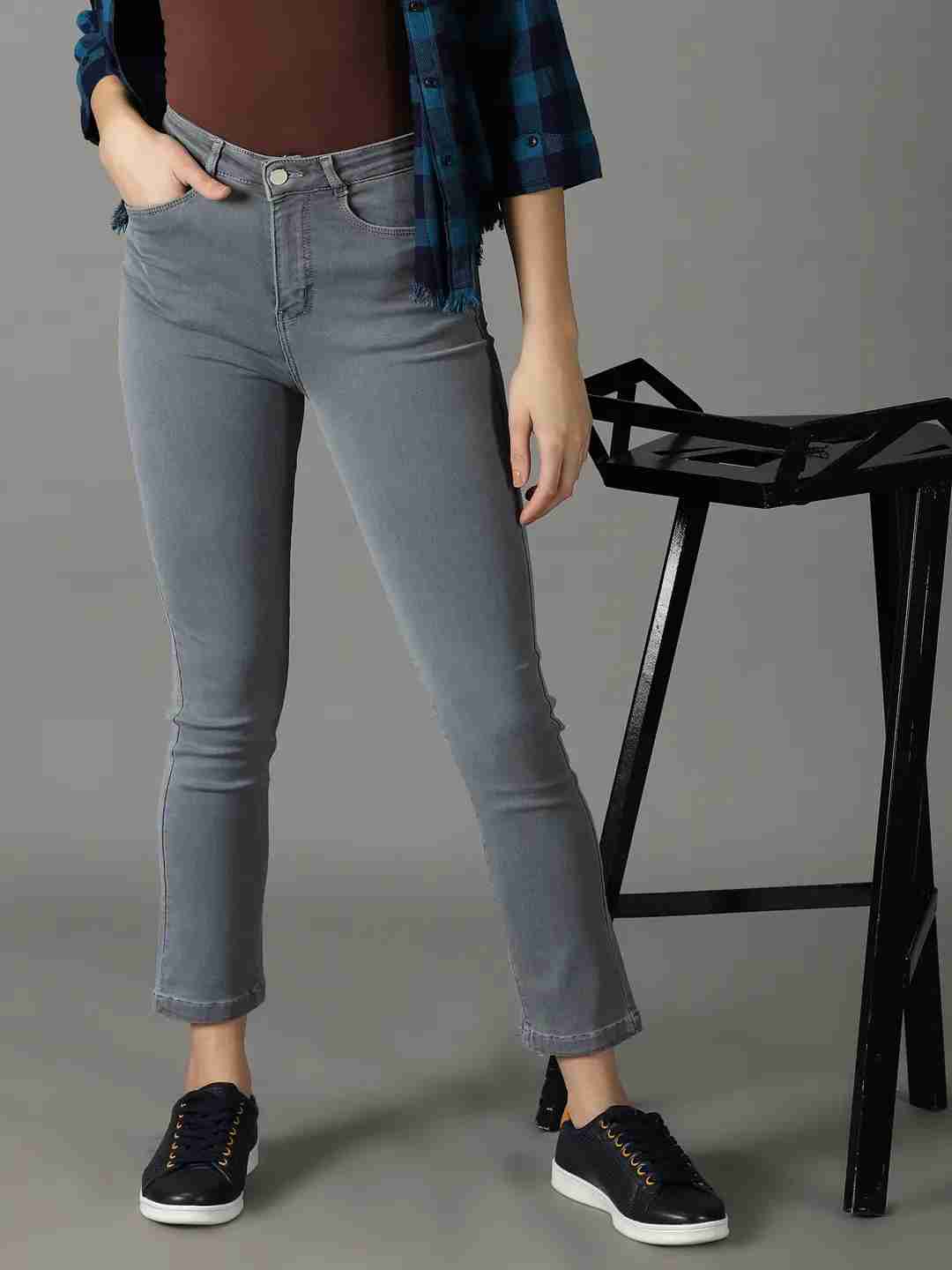 Showoff | SHOWOFF Women Grey Solid  Relaxed Fit Jeans