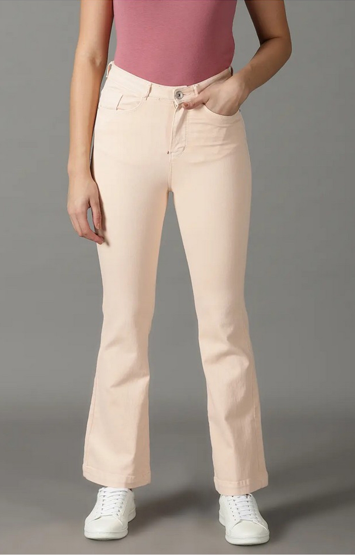SHOWOFF Women Peach Solid  Bootcut Jeans