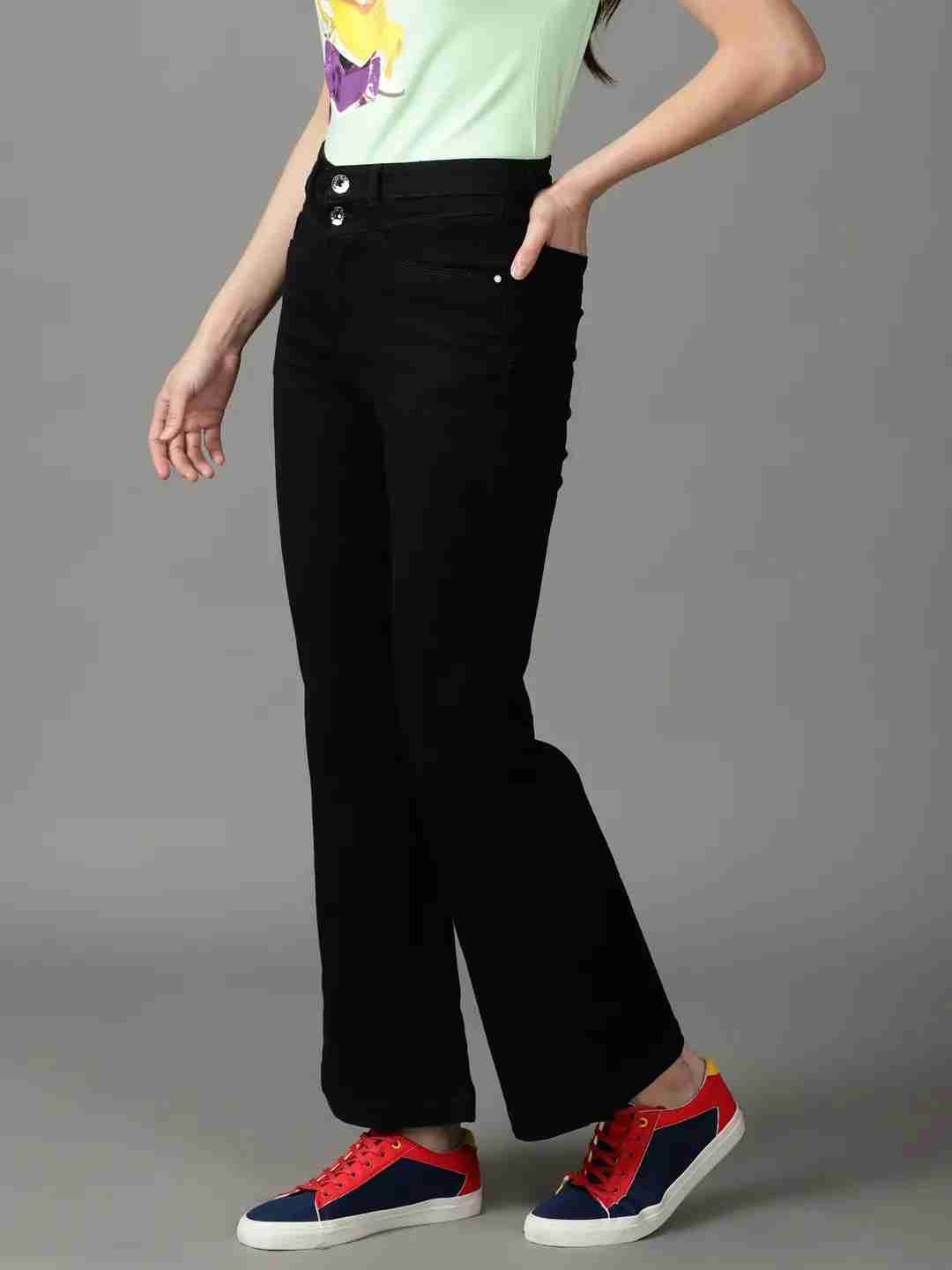 SHOWOFF Women Black Solid  Bootcut Jeans