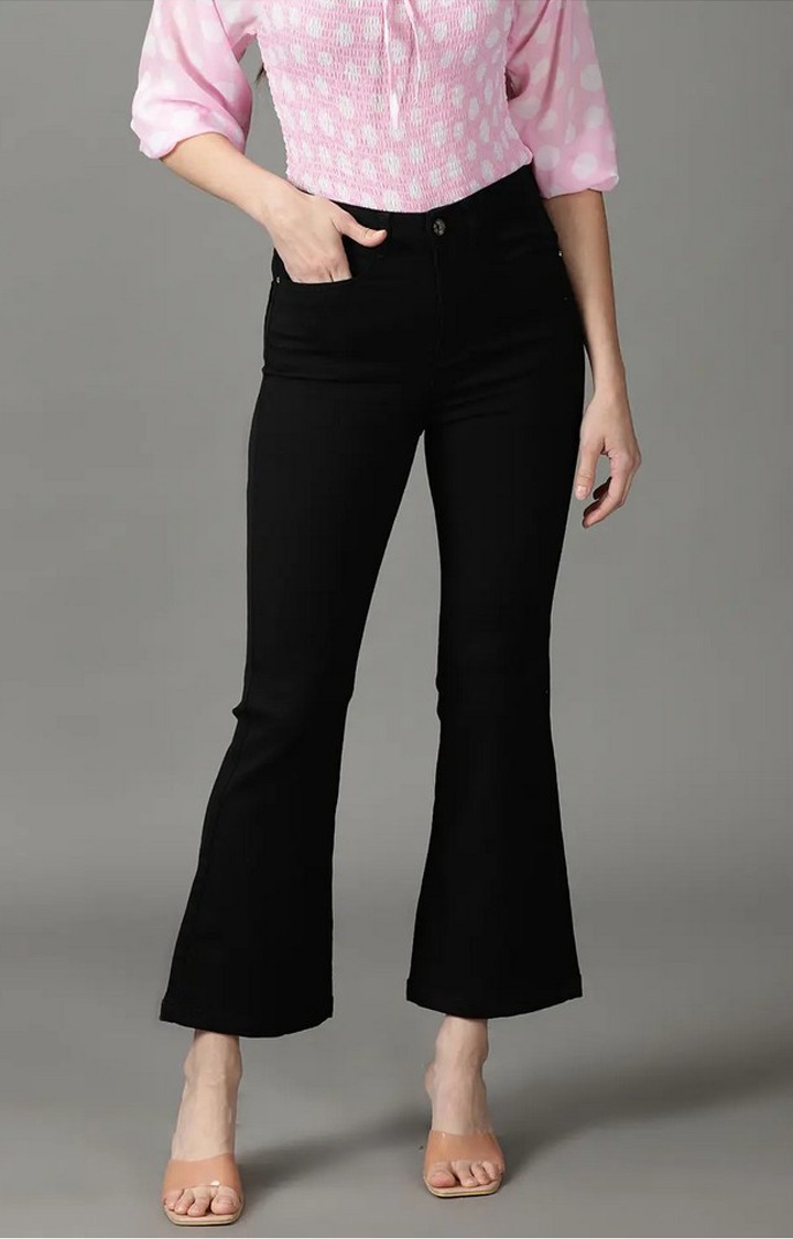 SHOWOFF Women Black Solid  Bootcut Jeans