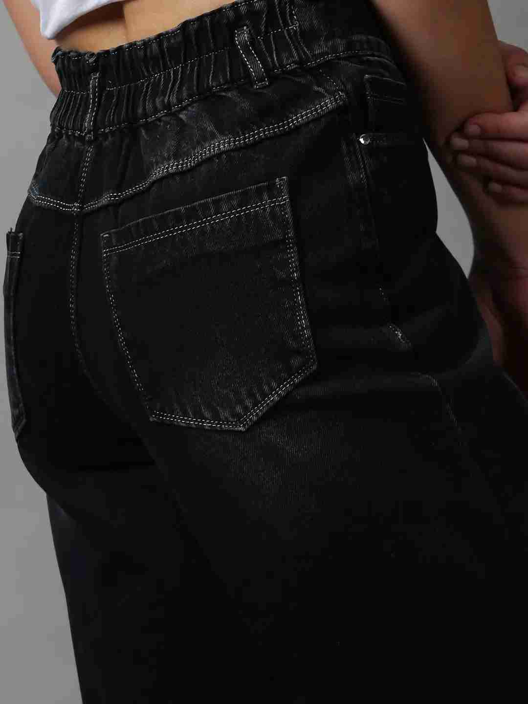 Women's Black Denim Solid Jeans