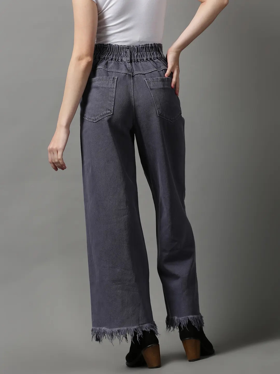 Women's Purple Denim Solid Jeans