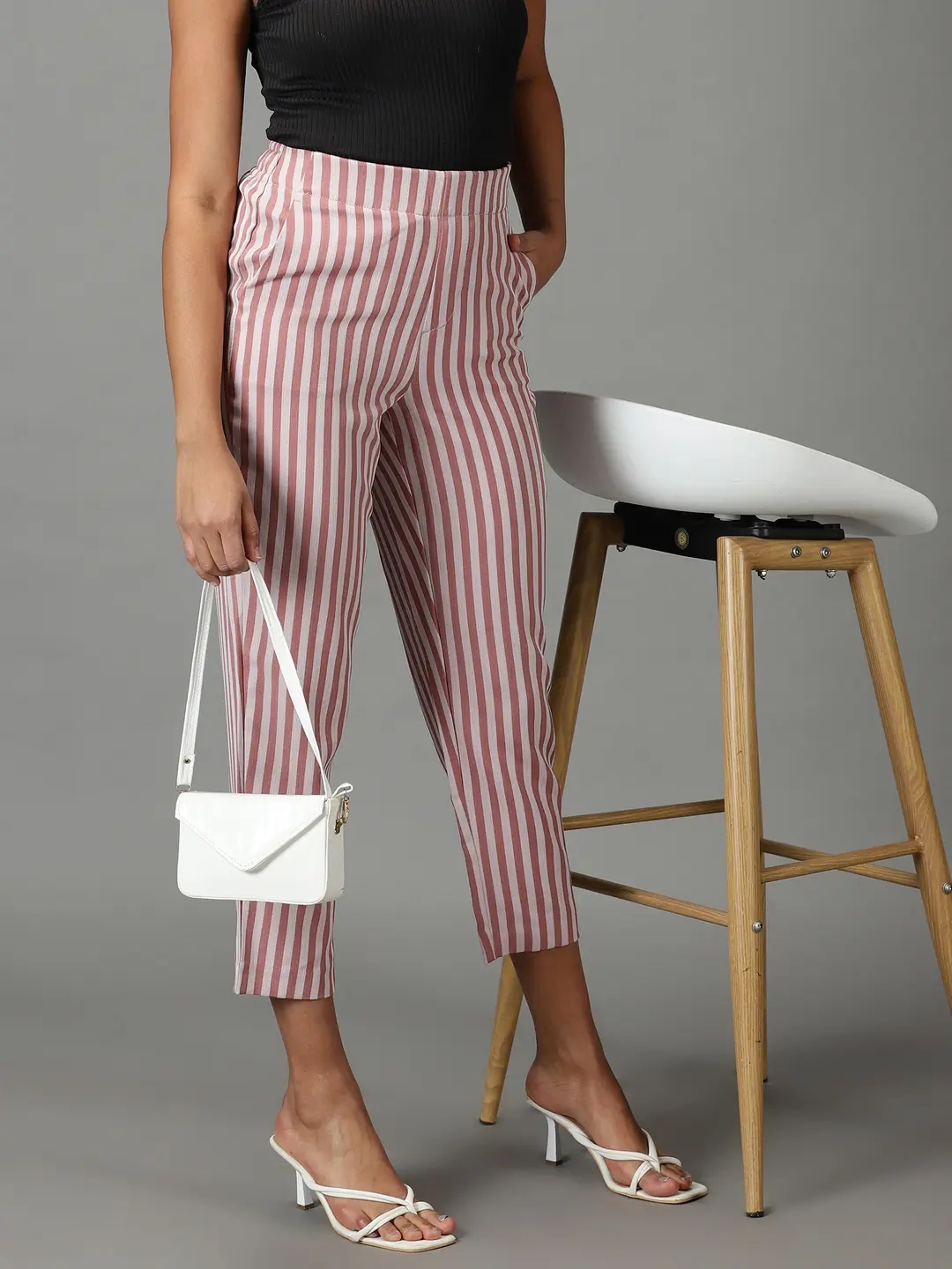 Buy Abraham  Thakore White Cotton Striped Trousers Online  Aza Fashions