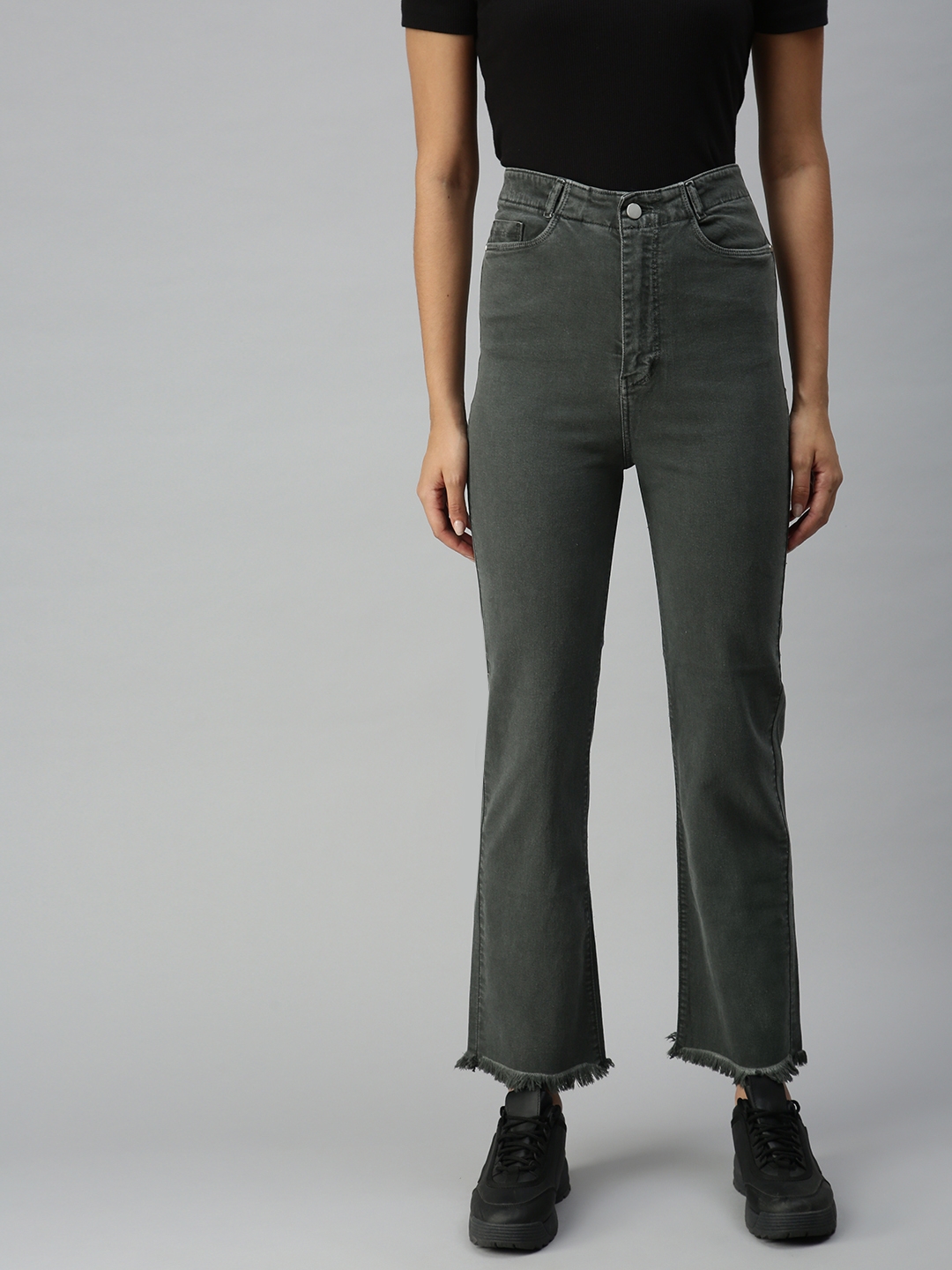 Women's Grey Others Solid Jeans