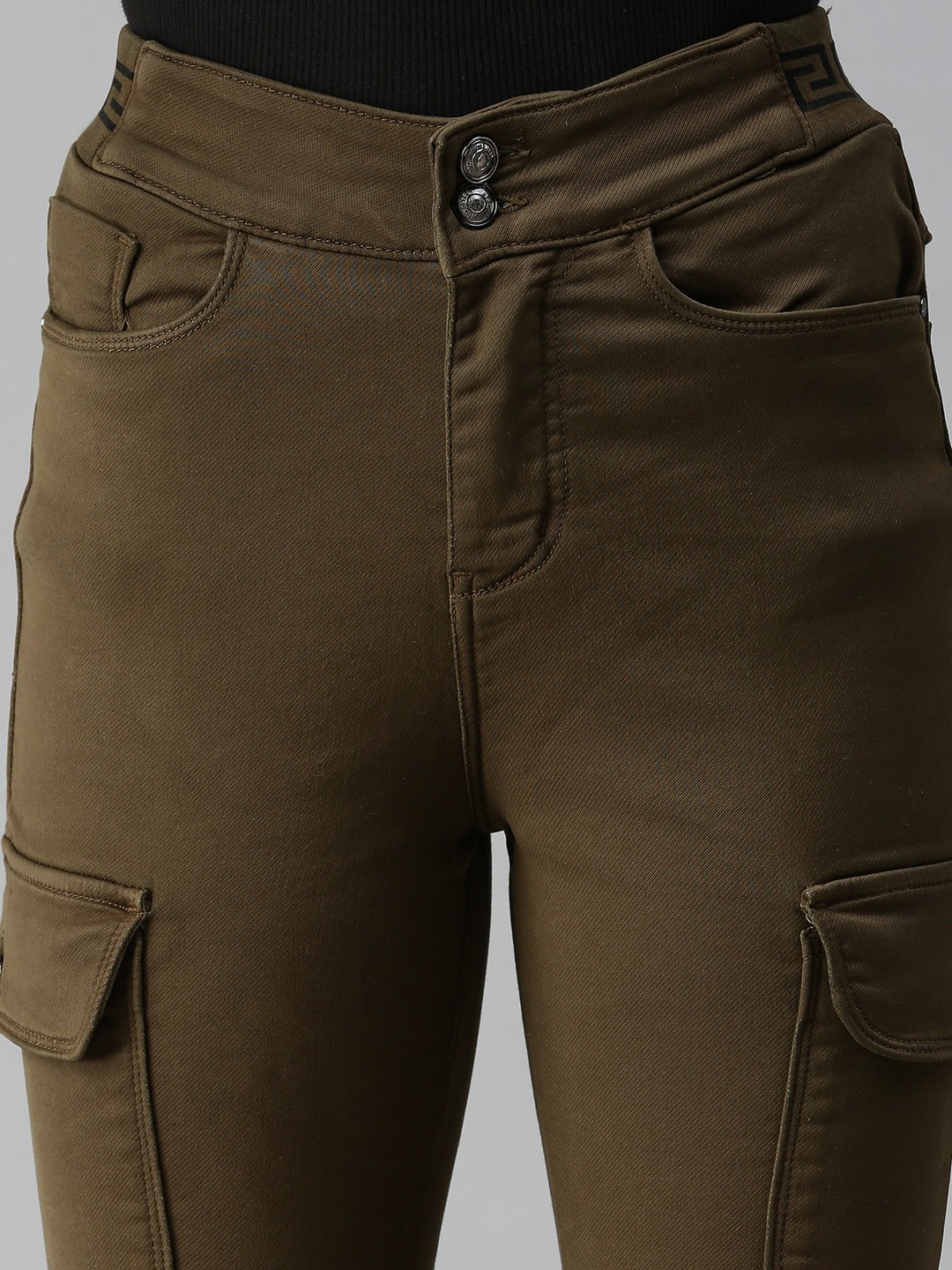 Women's Brown Denim Solid Jeans