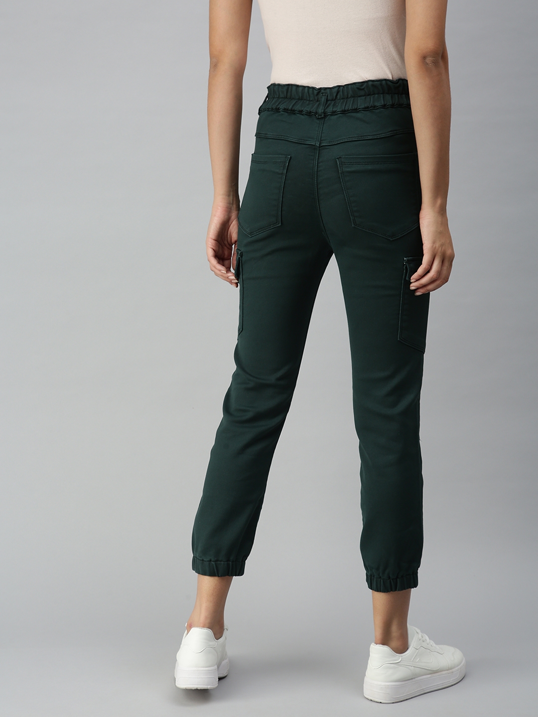 Women's Green Denim Solid Jeans