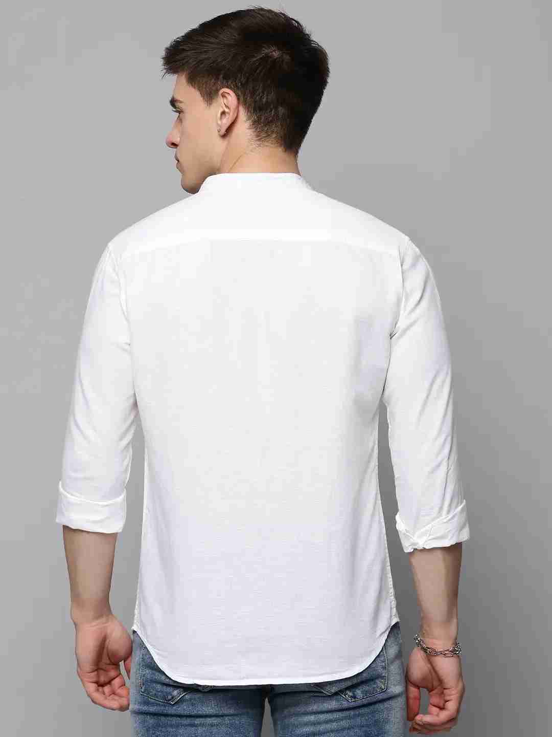 SHOWOFF Men's Mandarin Collar White Solid Shirt