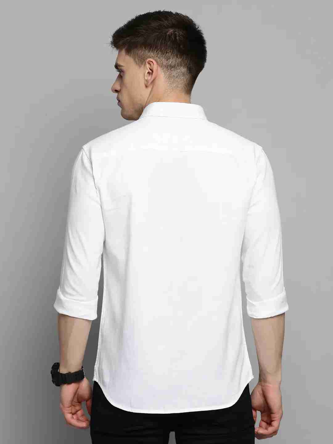 SHOWOFF Men's Spread Collar White Solid Shirt