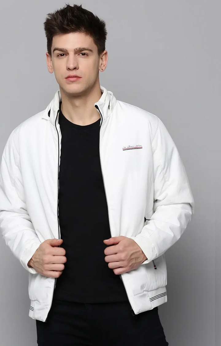 Showoff | SHOWOFF Men White Solid Hooded Full Sleeves Open Front Jacket