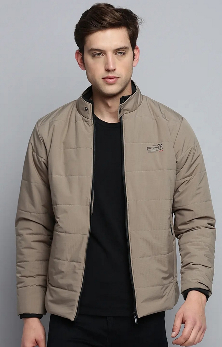 Showoff | SHOWOFF Men's Solid Double Collar Khaki Quilted Jacket