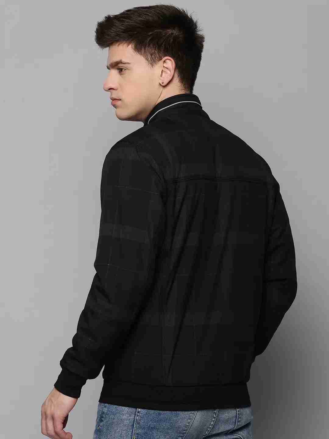 SHOWOFF Men's Mock Collar Black Solid Open Front Jacket