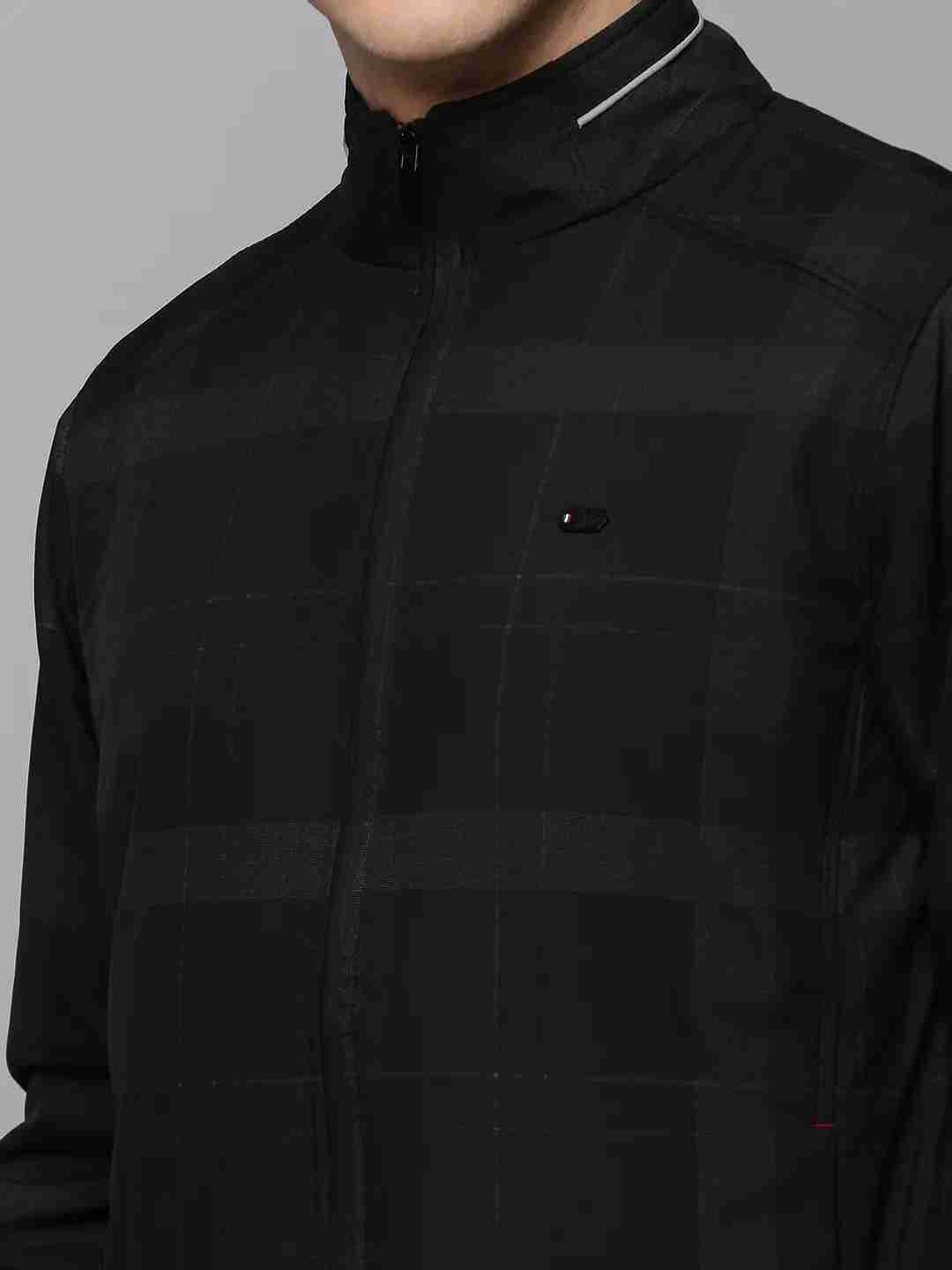 SHOWOFF Men's Mock Collar Black Solid Open Front Jacket