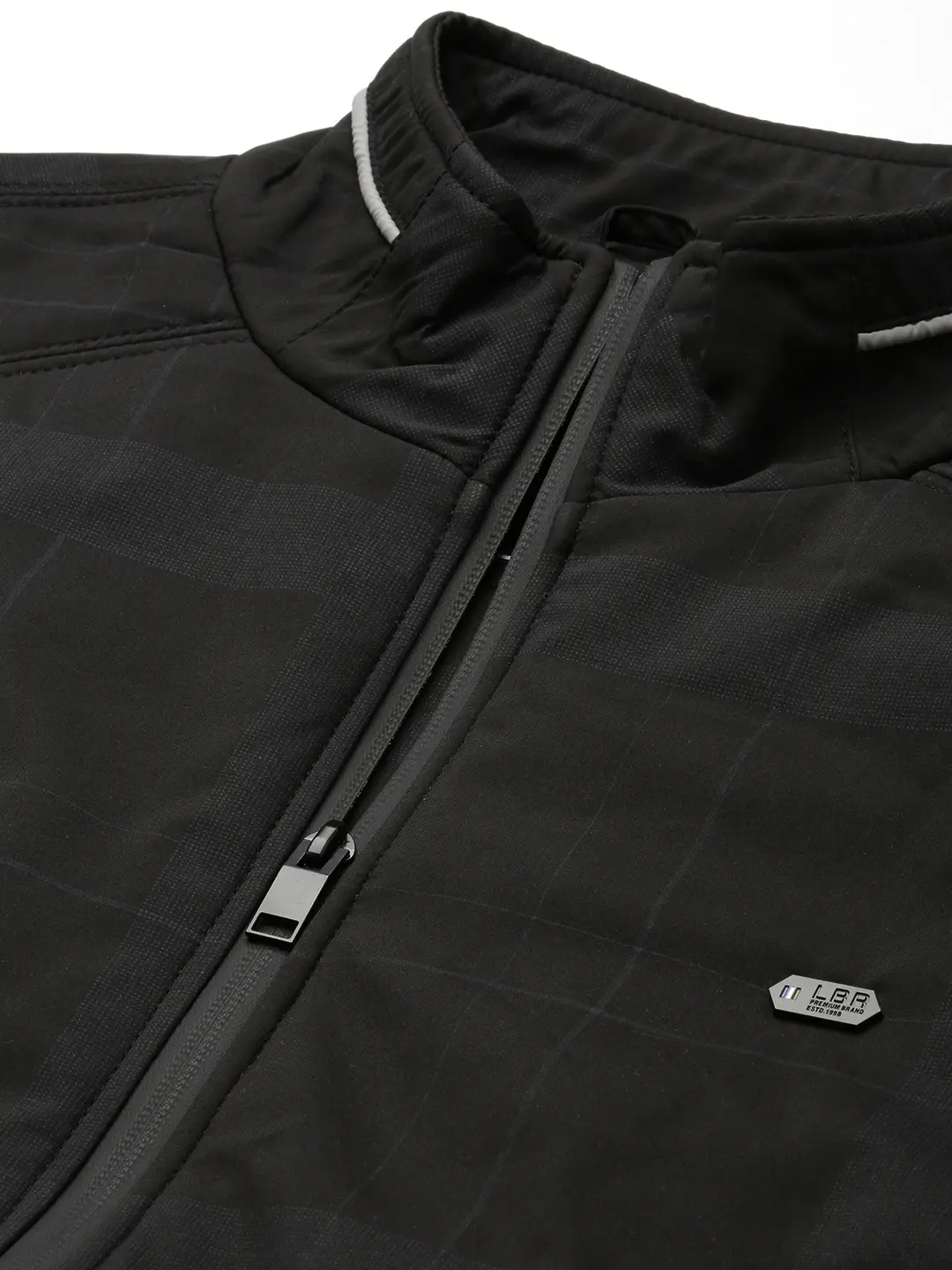 SHOWOFF Men's Mock Collar Black Solid Open Front Jacket