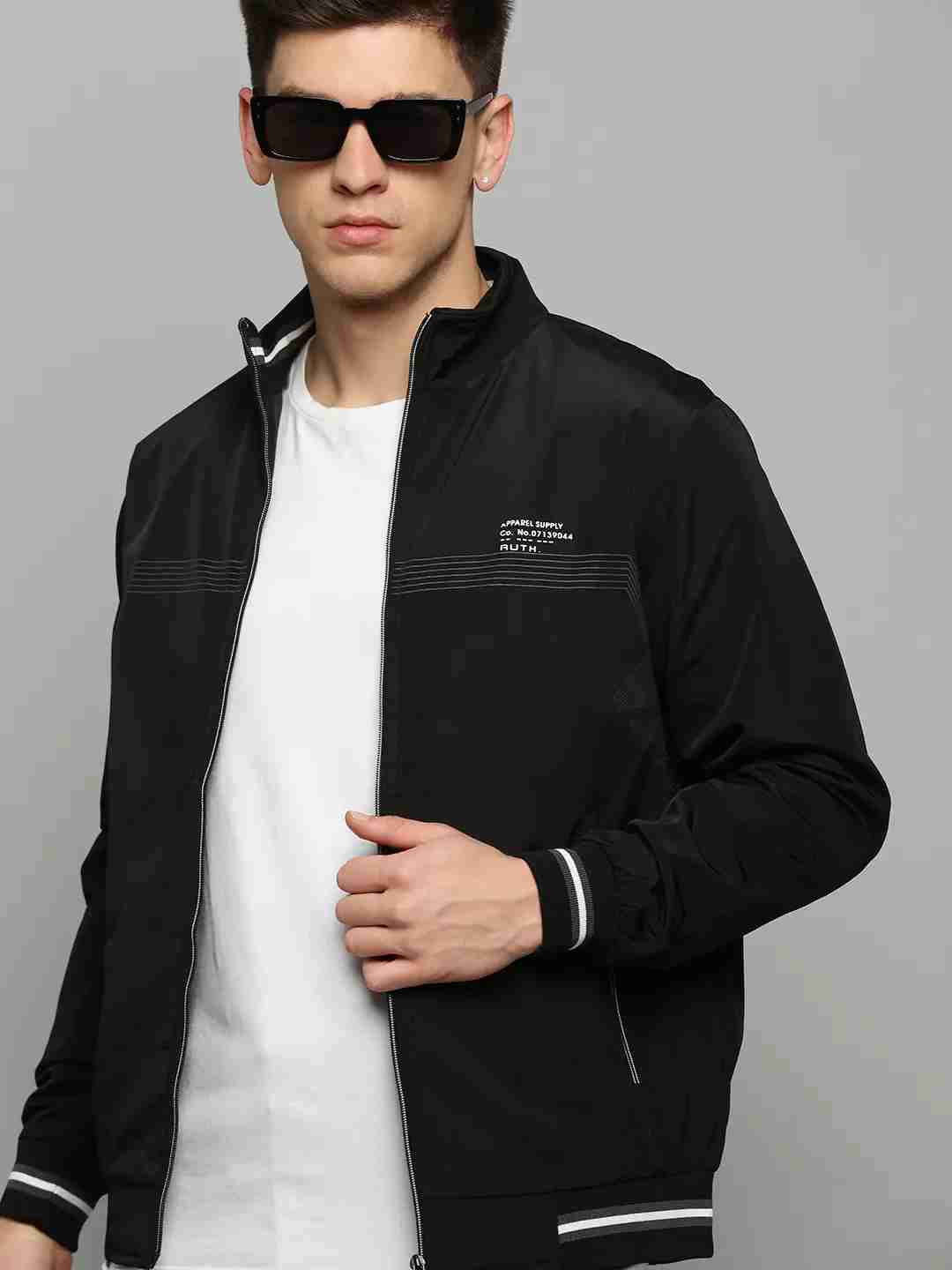 Showoff | SHOWOFF Men's Solid Mock Collar Black Padded Jacket