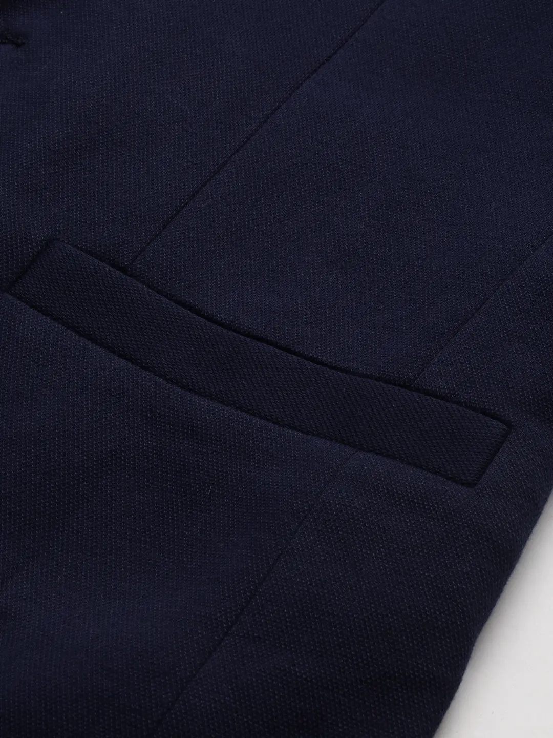 SHOWOFF Men's Notched Lapel Solid Navy Blue Open Front Blazer