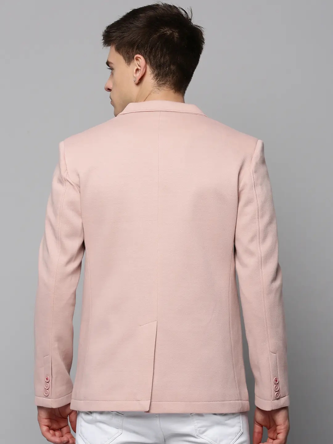 SHOWOFF Men's Notched Lapel Solid Pink Open Front Blazer