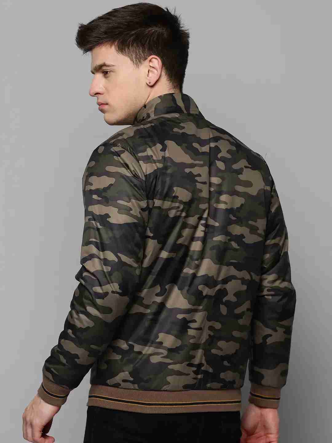SHOWOFF Men's Mock Collar Olive Solid Open Front Jacket