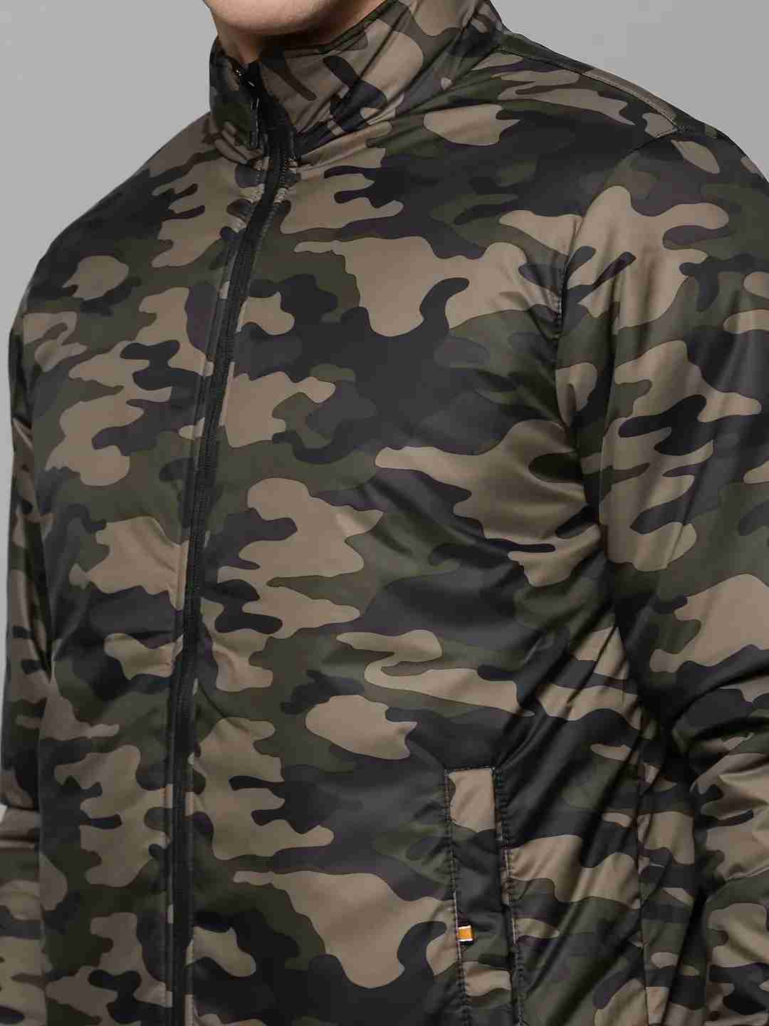 SHOWOFF Men's Mock Collar Olive Solid Open Front Jacket