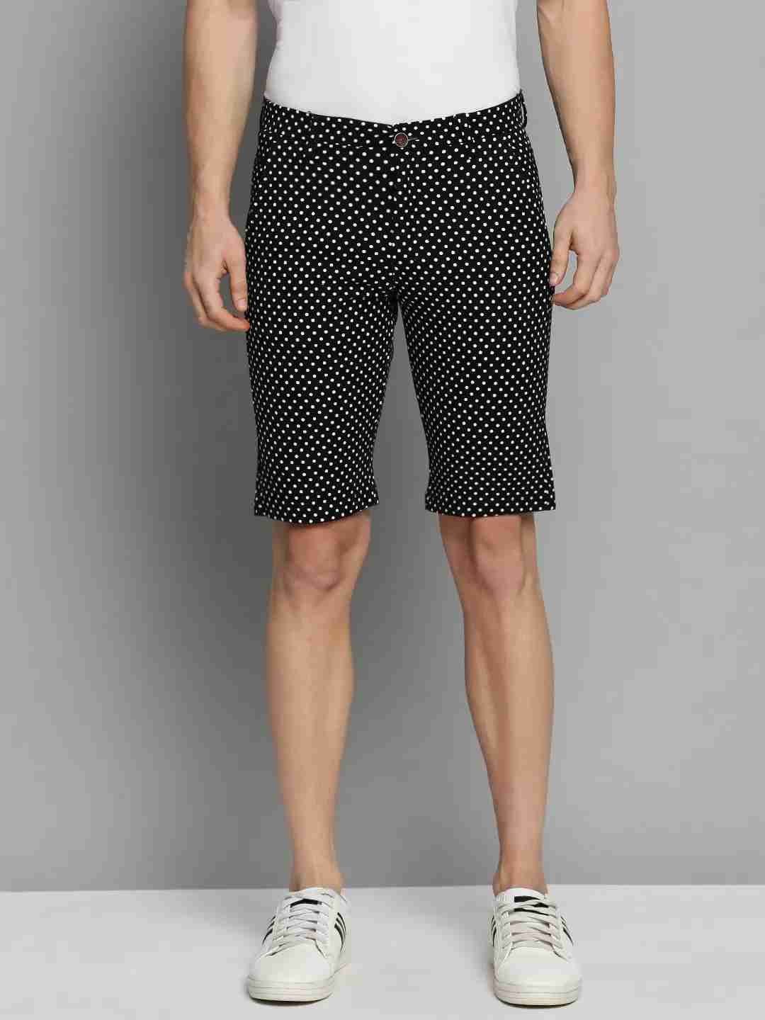 SHOWOFF Men's Knee Length Black Printed Mid-Rise Regular Shorts