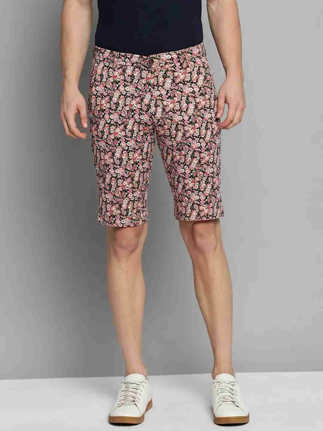 SHOWOFF Men's Knee Length Peach Printed Mid-Rise Regular Shorts