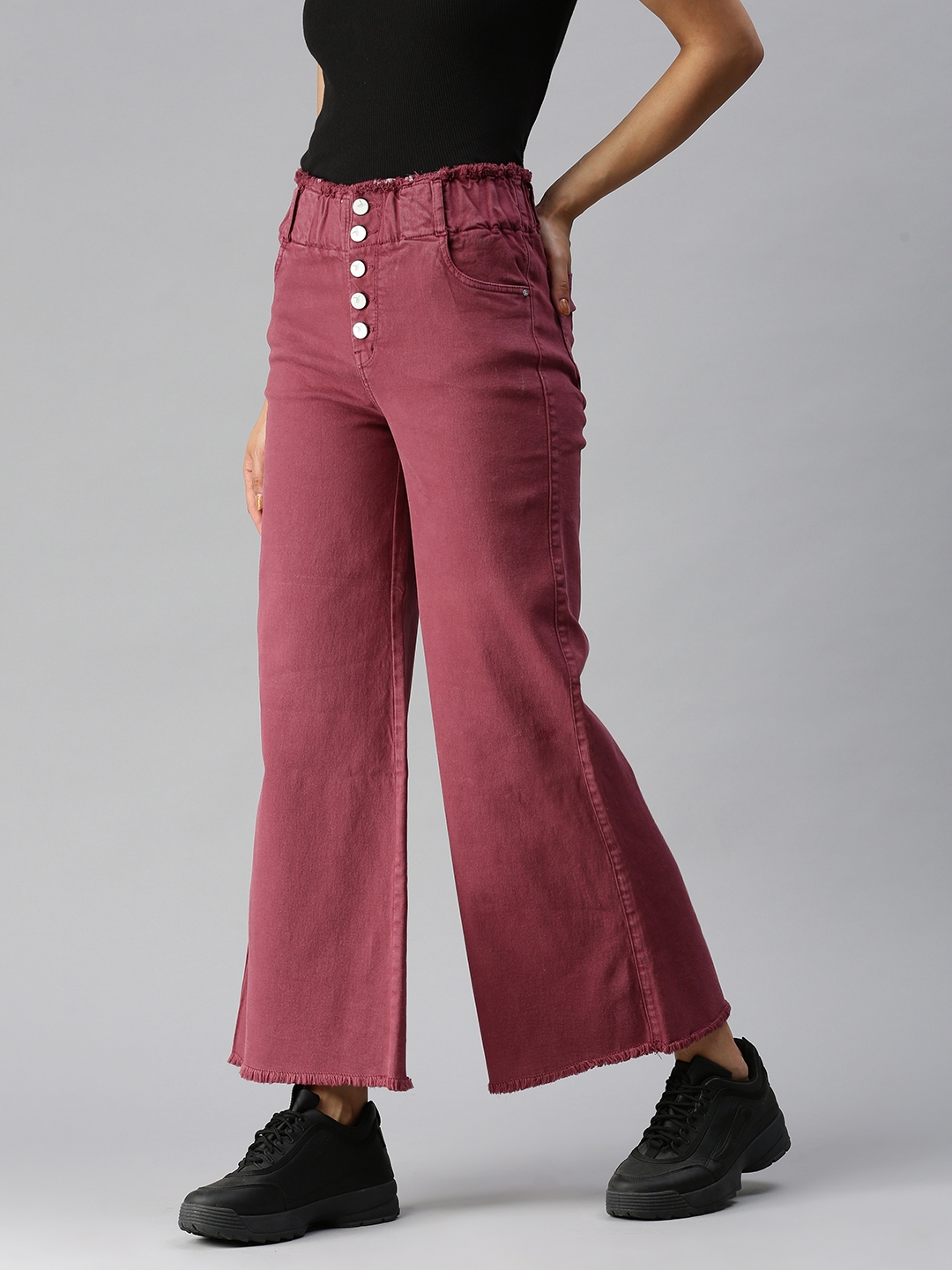 Women's Purple Denim Solid Jeans