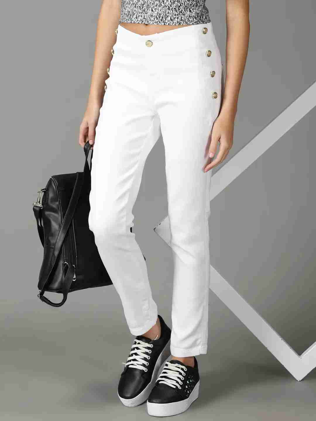 Showoff | SHOWOFF Women White Solid  Slim Fit Jeans