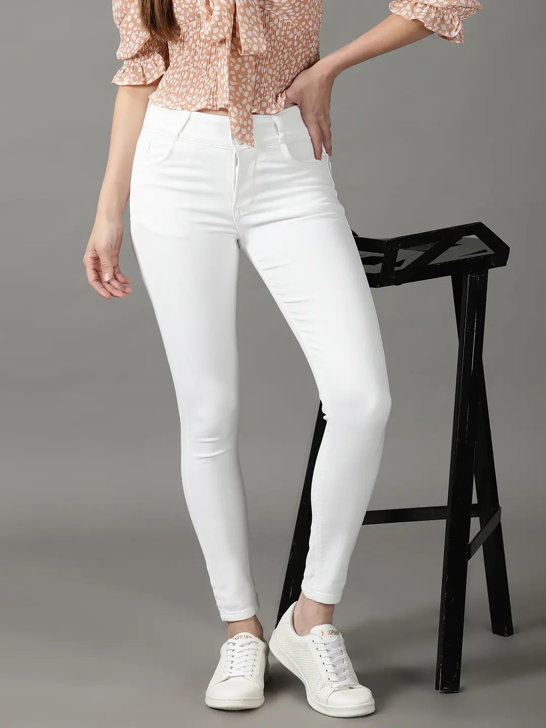 Showoff | SHOWOFF Women's Stretchable Clean Look White Skinny Fit Jeans