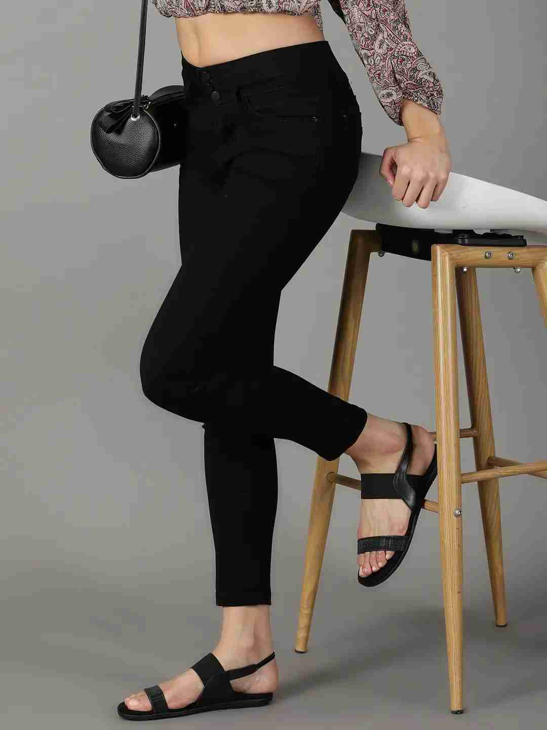 SHOWOFF Women's Stretchable Clean Look Black Slim Fit Jeans