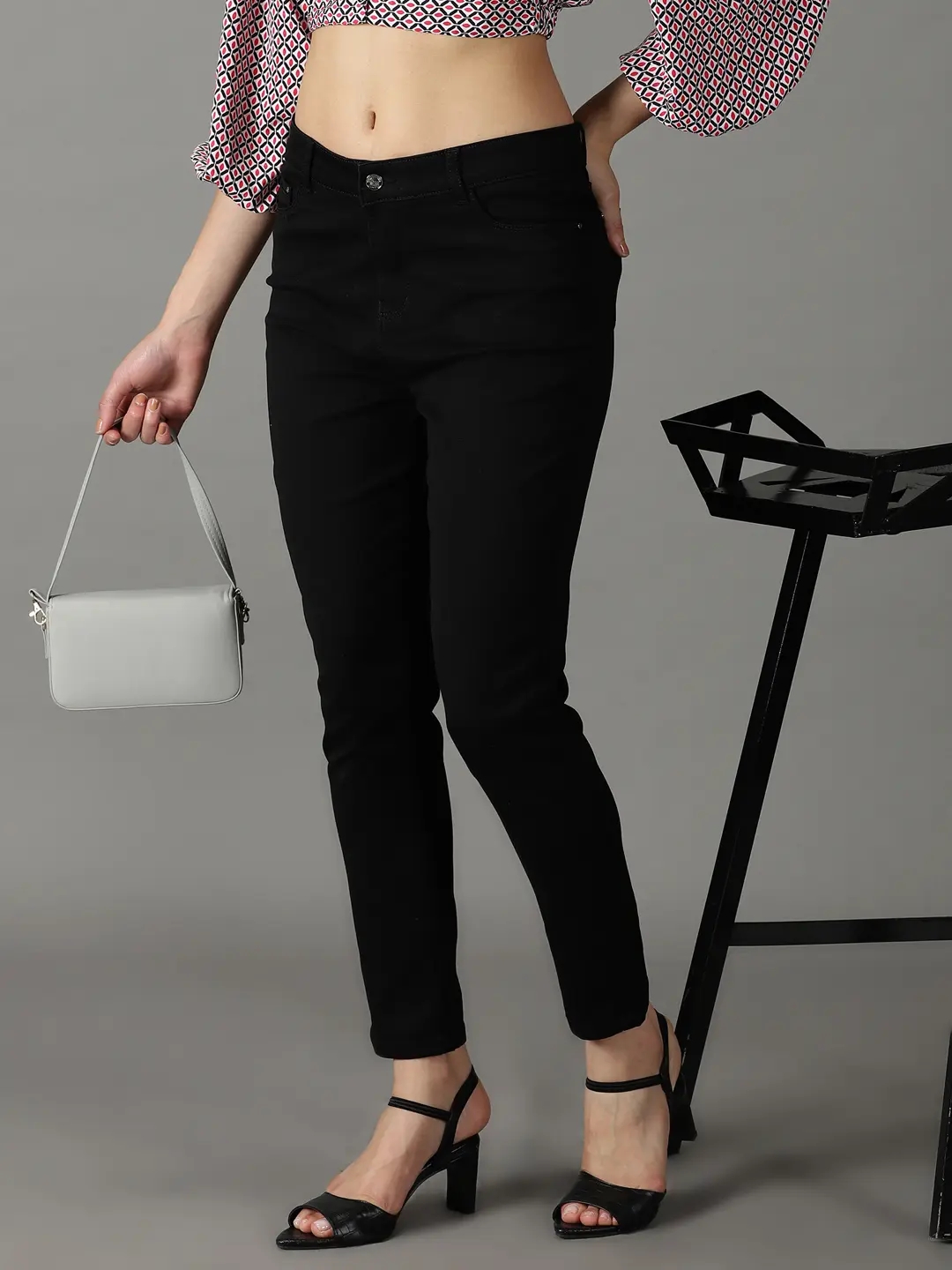 Showoff | SHOWOFF Women Black Solid  Slim Fit Jeans