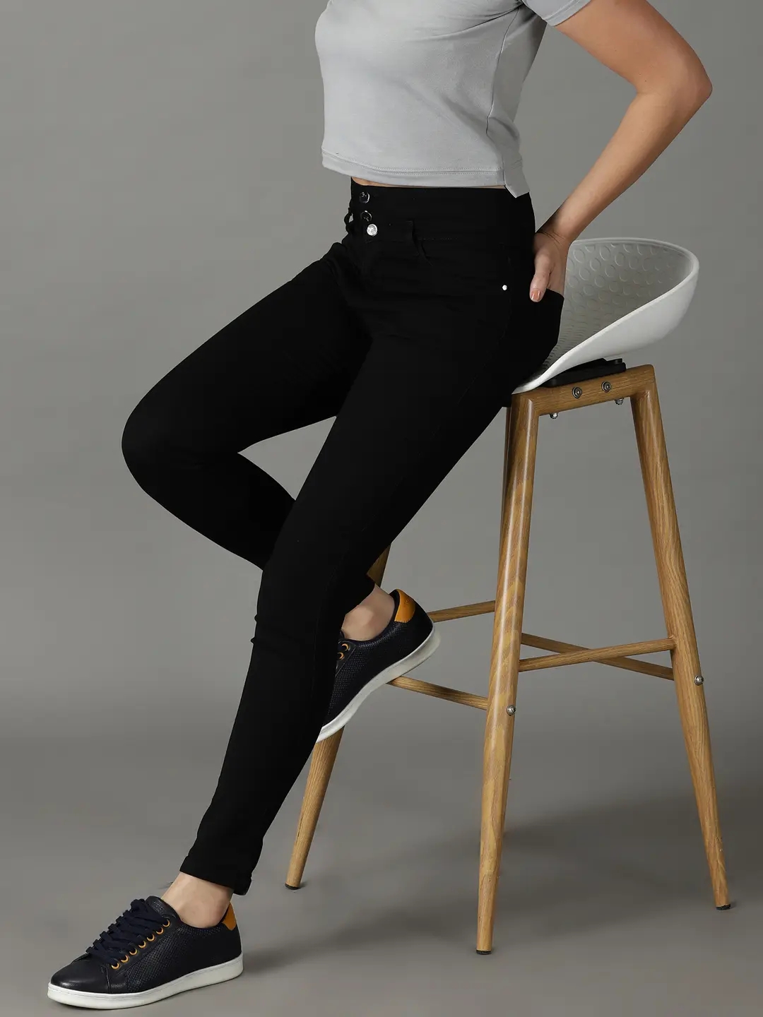 Showoff | SHOWOFF Women's Stretchable Clean Look Black Slim Fit Jeans