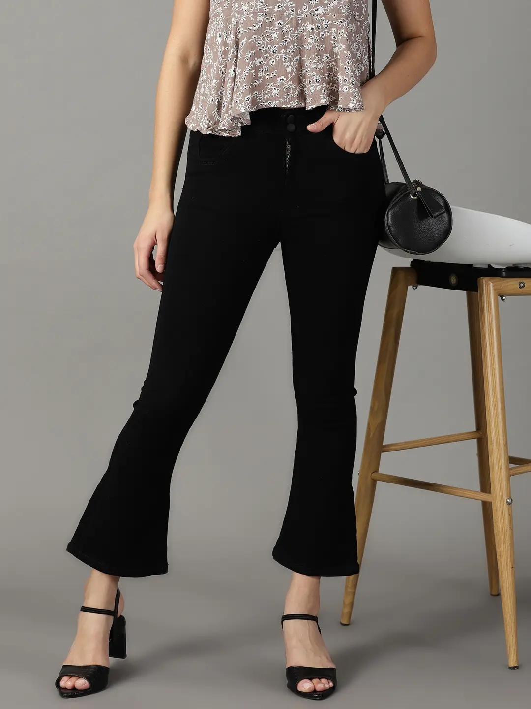 SHOWOFF Women Black Solid  Bootcut Jeans