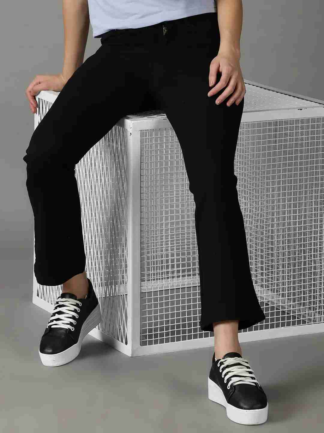 SHOWOFF Women Black Solid  Bootcut Jeans