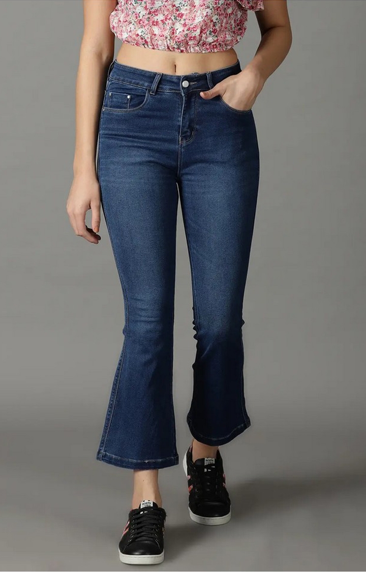 Showoff | SHOWOFF Women Navy Blue Solid  Bootcut Jeans