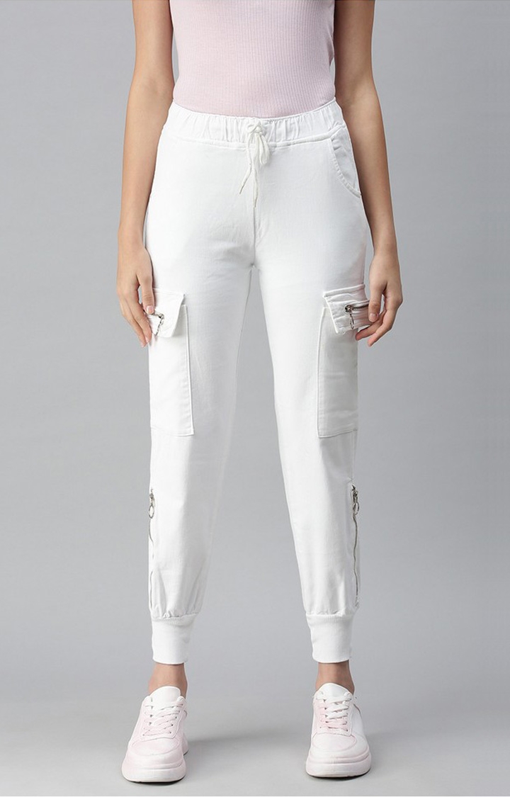 Showoff | SHOWOFF Women White Solid  Jogger Jeans