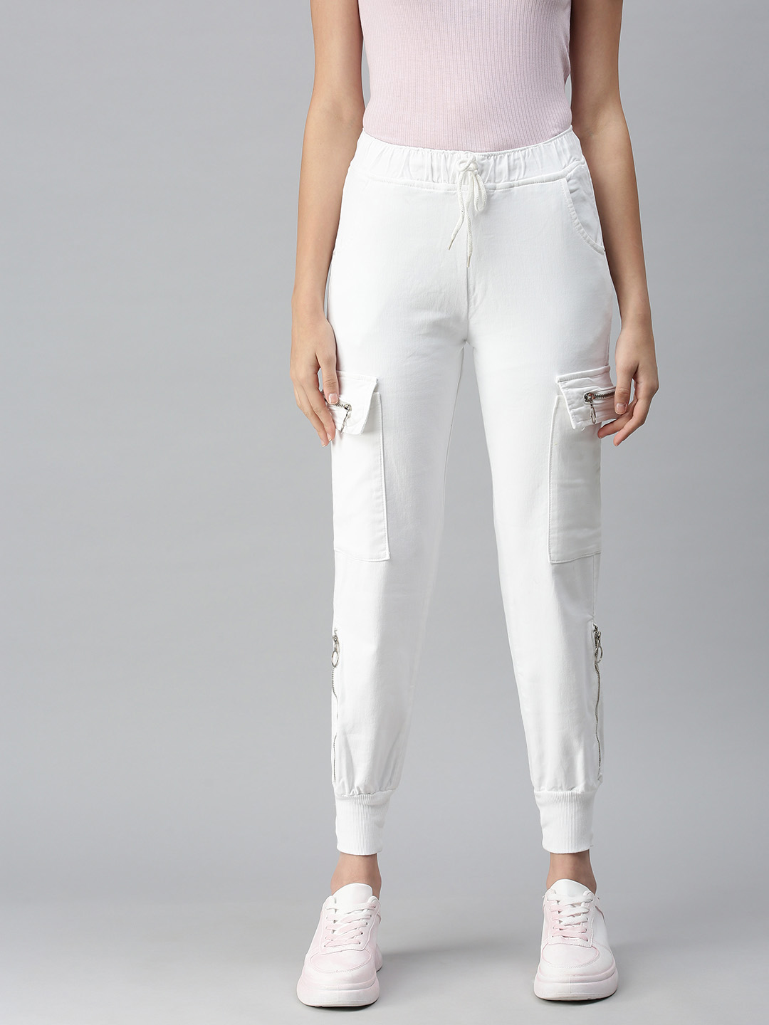 Women's White Denim Solid Jeans