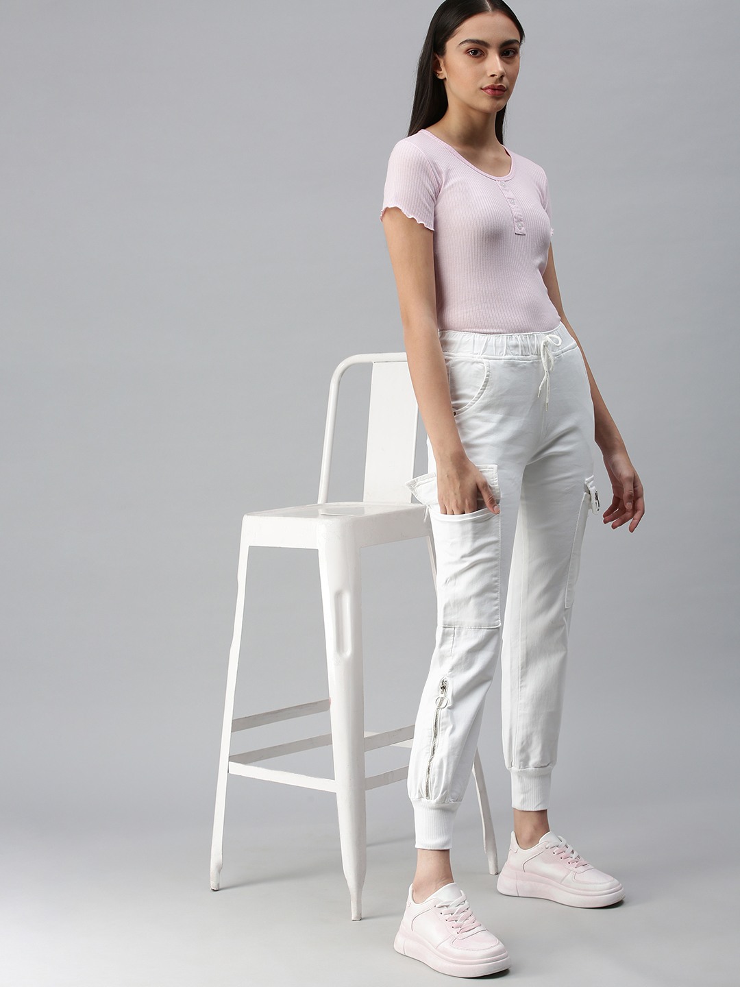 Women's White Denim Solid Jeans